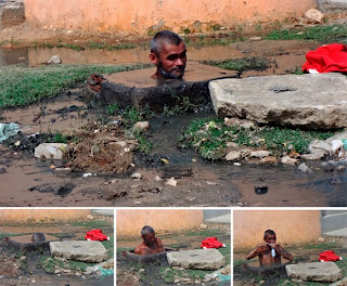 Blogueiro da cidade de Currais Novos registrou o banho e enviou as fotos ao G1 (Foto: Jota Dantas)