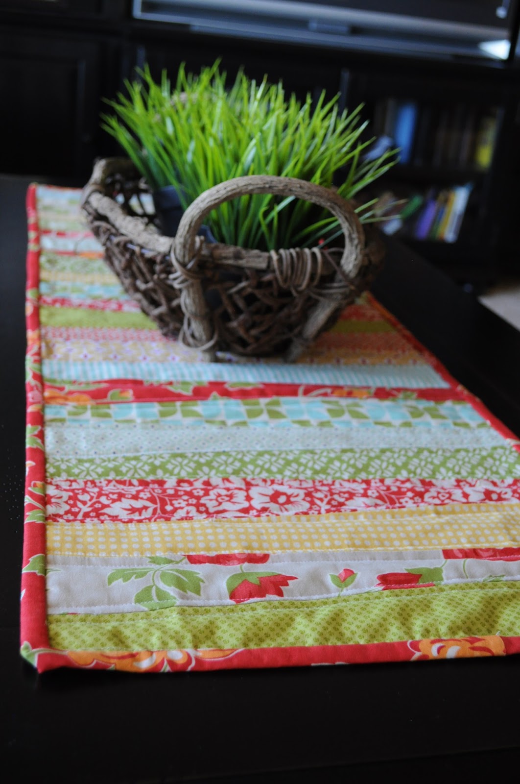 The Little Fabric Blog Quick & Easy Spring Table Runner + A New Quilt
