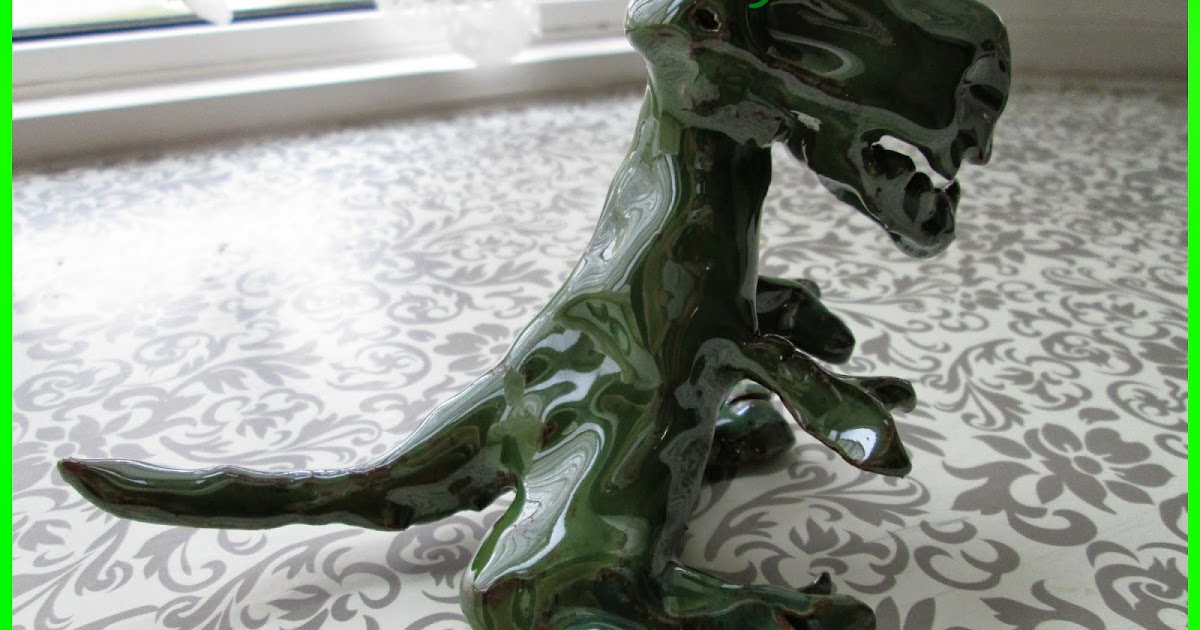 Save Green Being Green Pottery Dinosaur Figurine