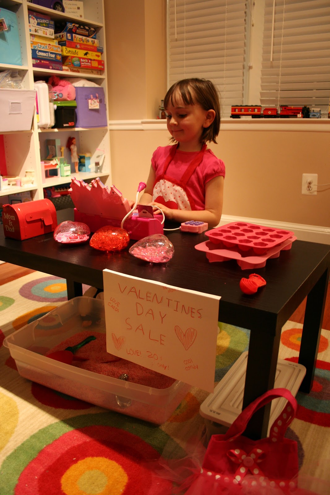 Pink and Green Mama: * Imaginative Play: Valentine Shop in our Playroom!