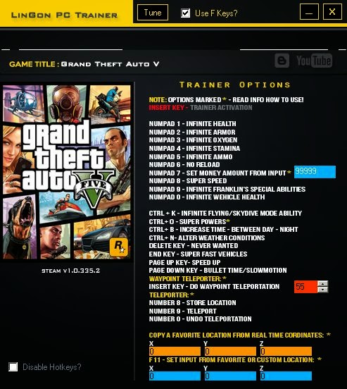 Grand Theft Auto V Trainer - LinGon para GTA 5