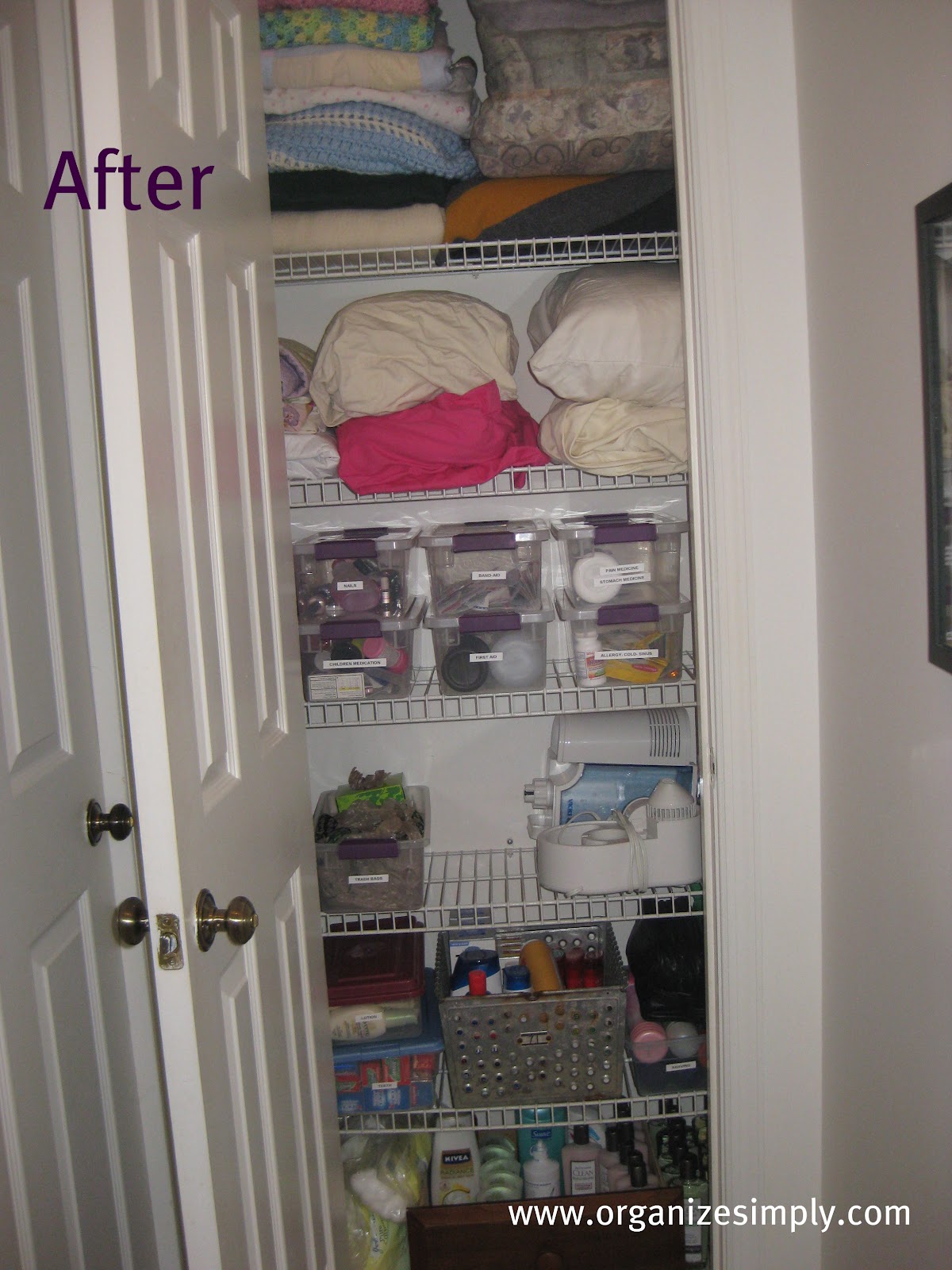 Simplify Your Life Linen Closet Before and After
