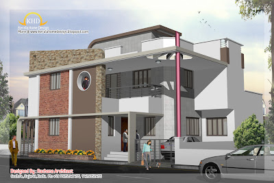 Duplex House Plan and Elevation view- 254 Sq M (2741 Sq. Ft.)