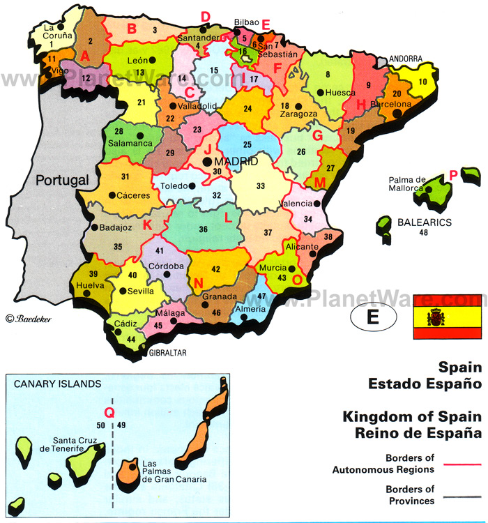 Map of Spain Region Political Map of Spain Tourism Region and Topography