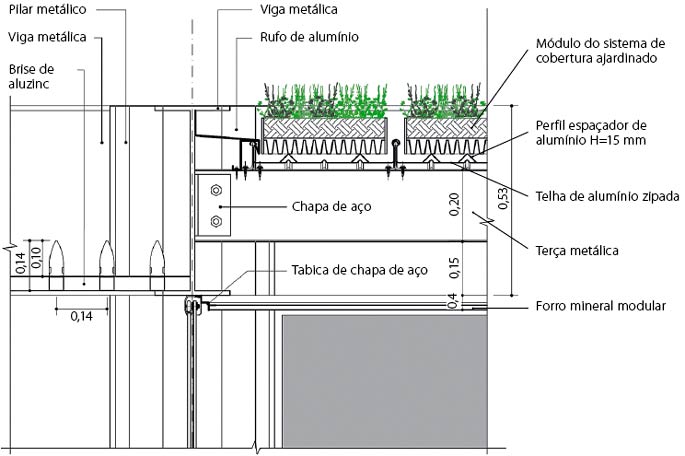 terraco jardim detalhe:Corte de cobertura com módulos e vegetação, de Siegbert Zanet tini terraco jardim detalhe:Corte de cobertura com módulos e vegetação, de Siegbert Zanet tini