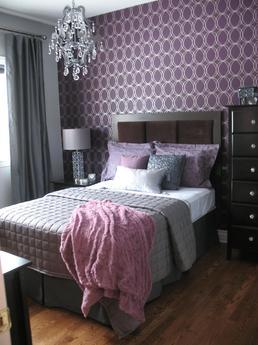 black purple bedroom