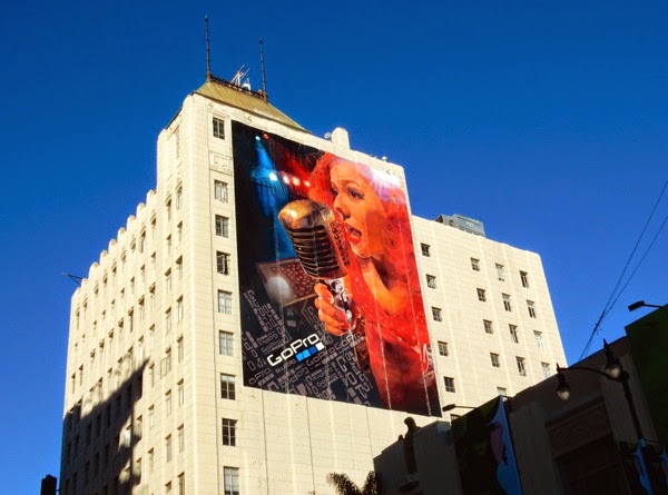 Giant GoPro singer billboard Hollywood Boulevard Giant GoPro singer billboard
