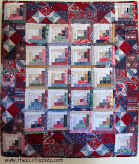 Half Log Cabin quilt blocks in 2 styles - free quilt pattern