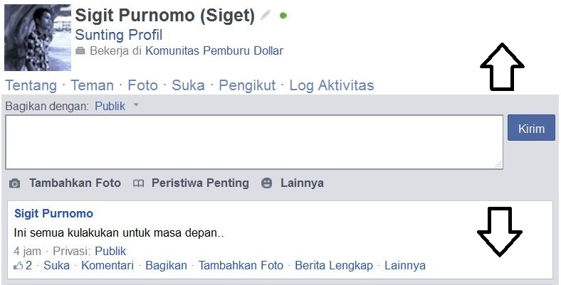 Sebelum di setting ke khusus - bisa dikirim oleh orang lain