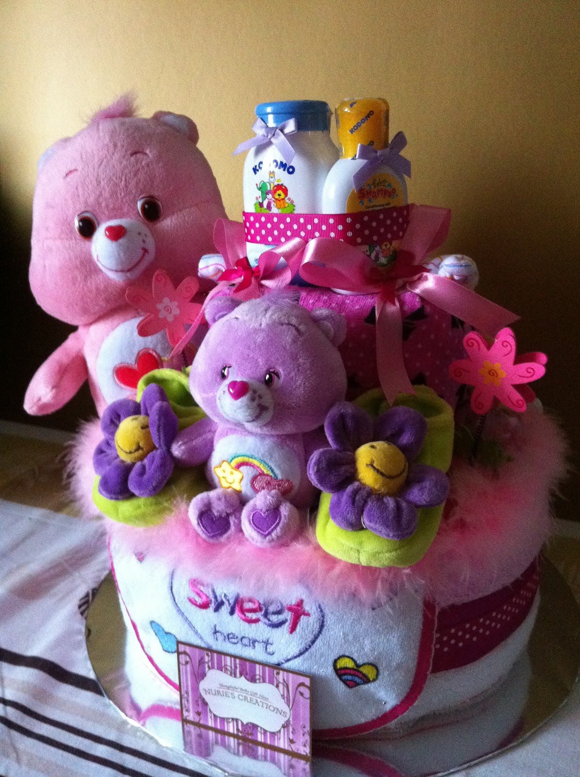 Nurie's Creations Diaper Cakes & Baby Gifts 2 tiers Sweet Care Bear