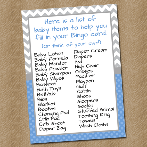 Digital Art Star Printable Party Decor Chevron Baby Shower Bingo Games