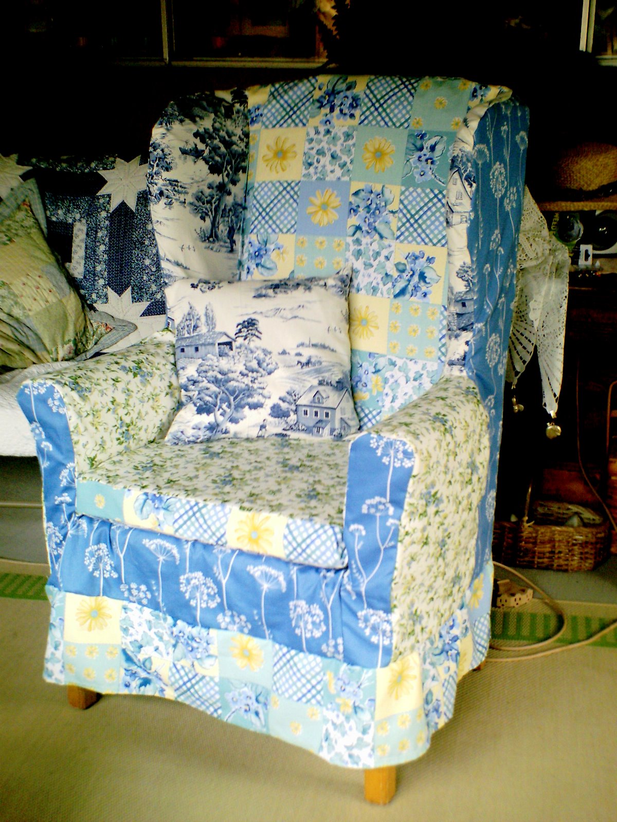Crafty Home Cottage Wingback Chair Slipcover/Going It Green/Repurpose, Recycle, Reuse