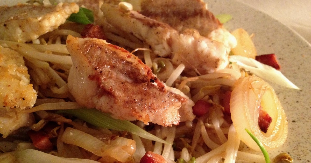37 Cooks FiveSpice Catfish with Sauteed Bean Sprouts and Tasso Ham