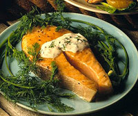 Salmon Steaks with Lemon-Dill Dressing