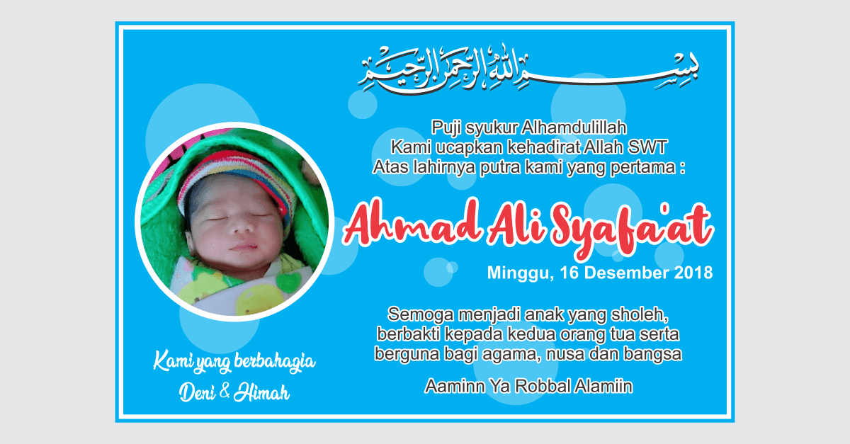 Download Desain Kartu Ucapan Kelahiran Bayi Cdr / Download