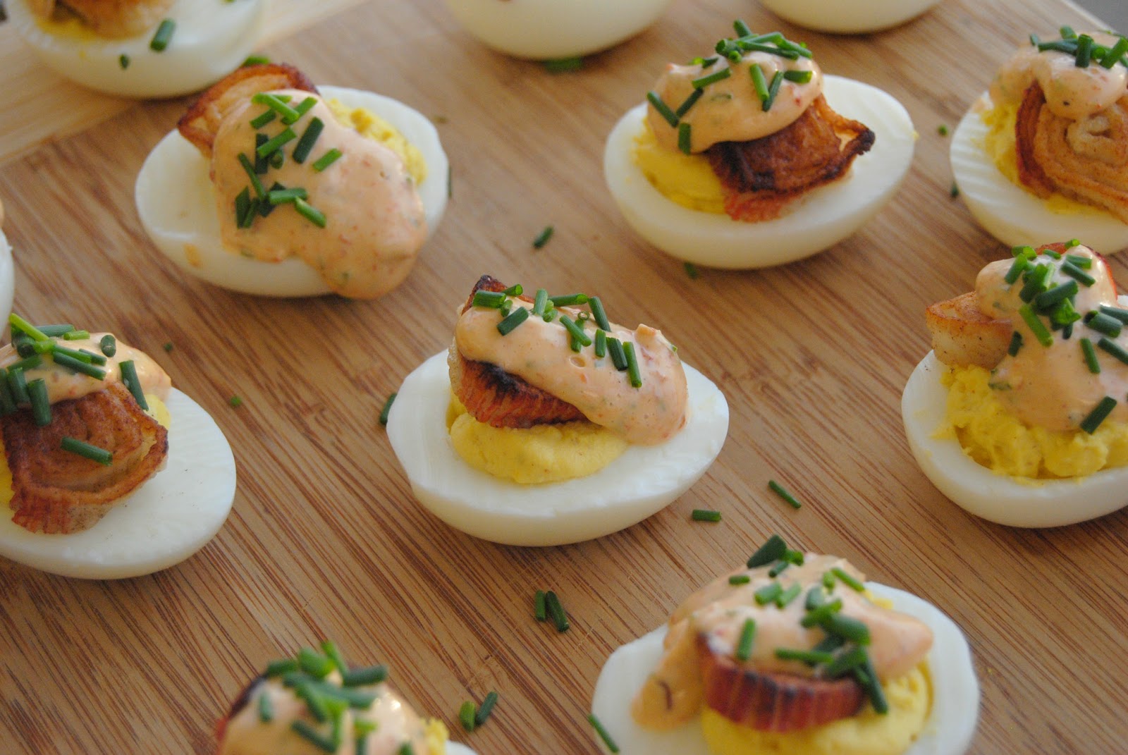 SteakNPotatoesKindaGurl Crab and Chipotle Aioli Deviled Eggs