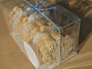 gift box of one dozen hand-decorated lemon-rosemary tea biscuits cookies