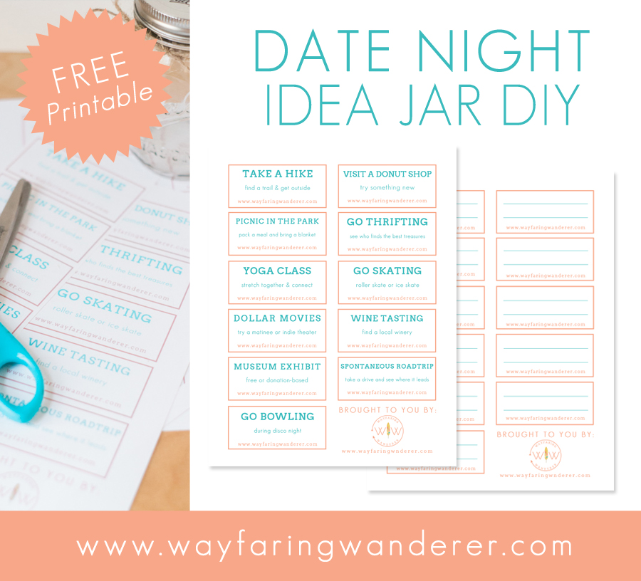 Date Night Idea Jar DIY + Free Printable | Easy Valentine Day Gift Idea