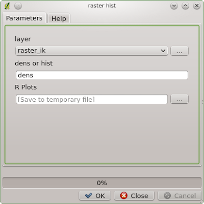 Getting raster histogram in QGIS using SEXTANTE and R