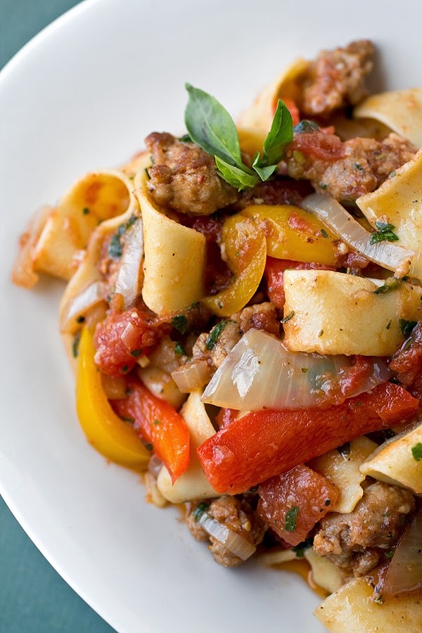 Italian Perfect Easy Pasta with sausages and peppers recipe