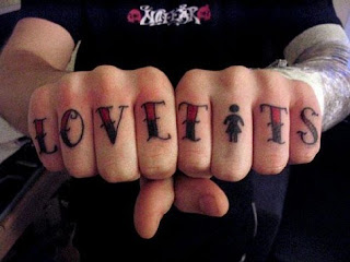 Love Tits Knuckle Tattoos