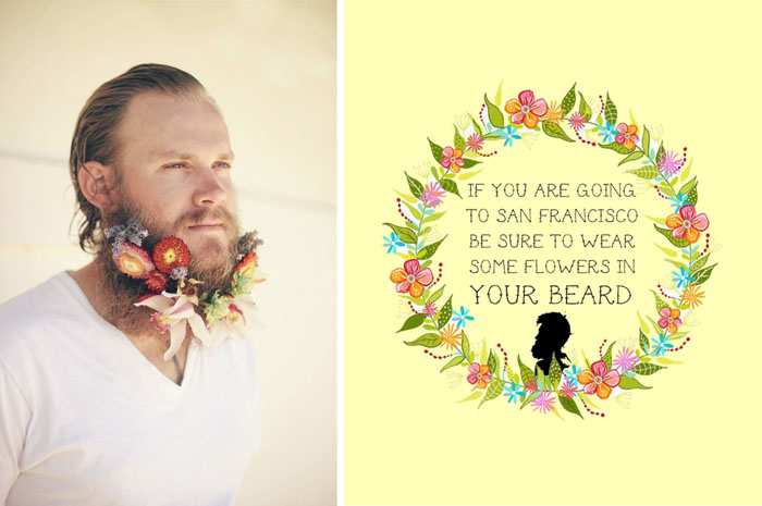 barba con flores