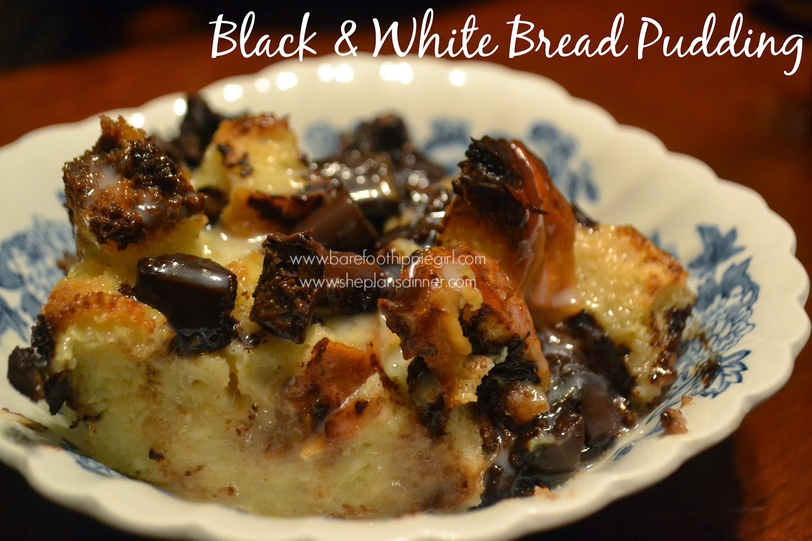 Barefoot Hippie Girl White and Black Bread Pudding