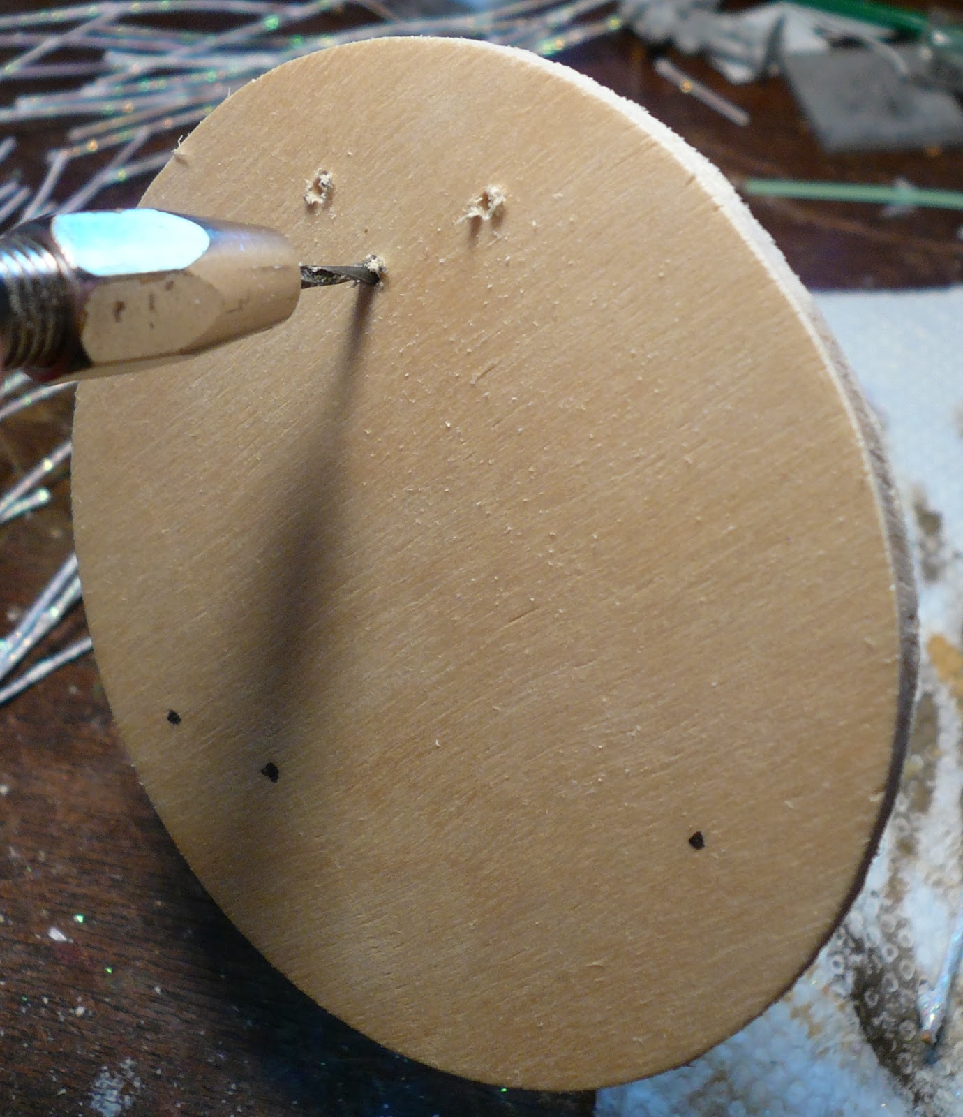 Hand drilling holes for tree trunks