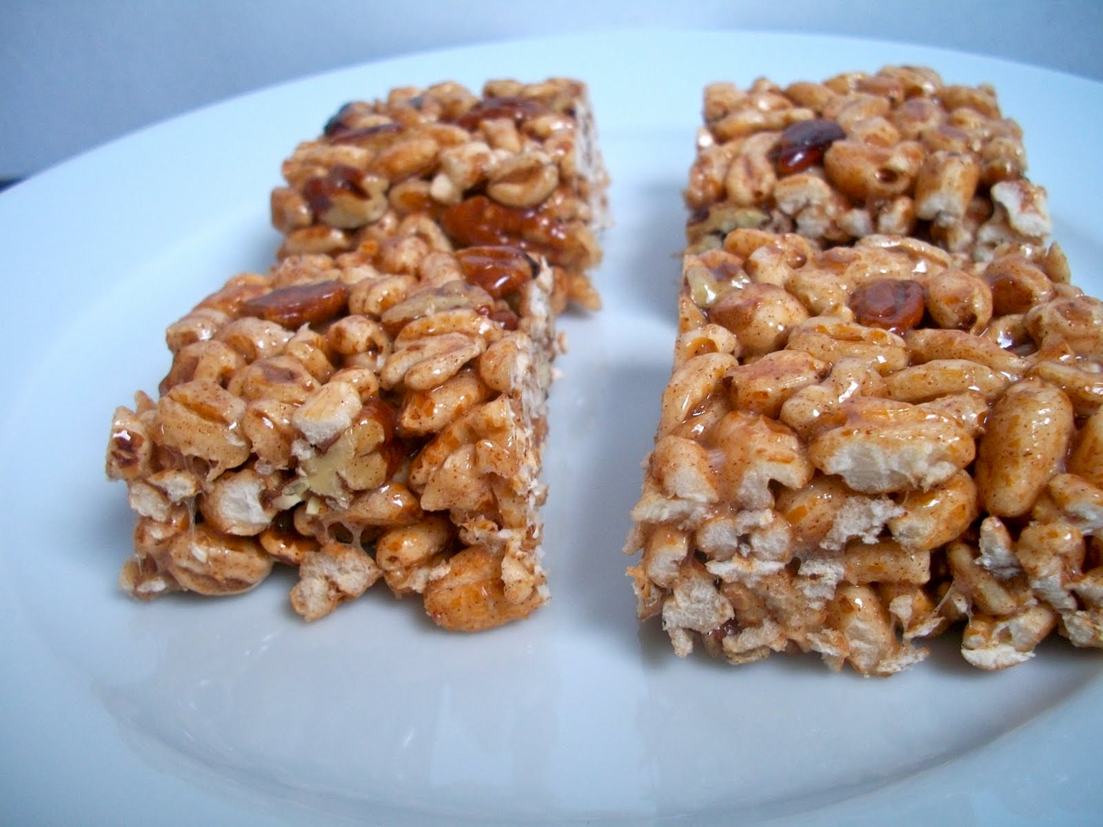 Brooke Bakes Honey Cinnamon Pecan Puffed Wheat Squares