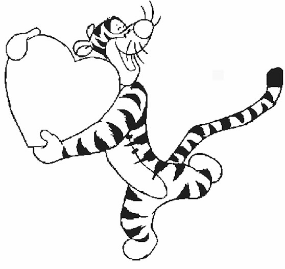Winnie The Pooh Valentines Coloring Pages title=