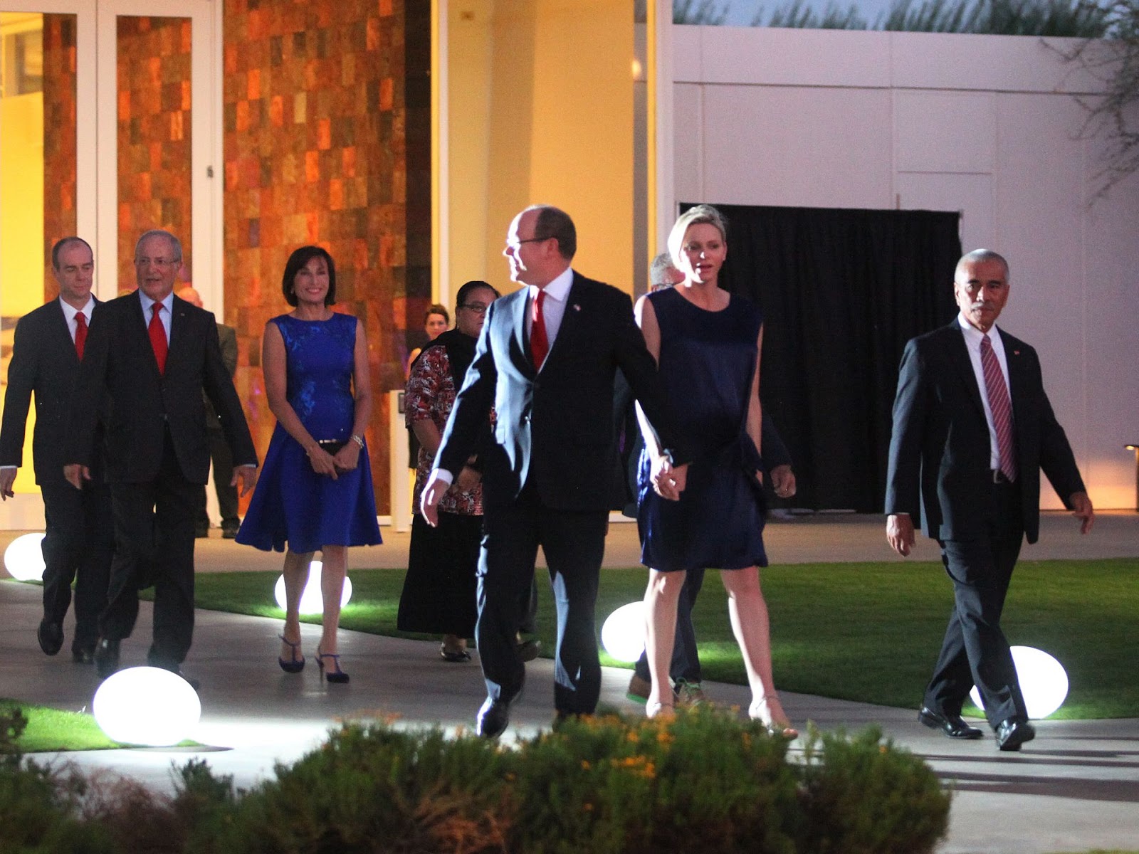 Prince Albert II of Monaco and Princess Charlene with Kiribati President Anote Tong arrive to the Prince Albert II of Monaco Foundation Awards 