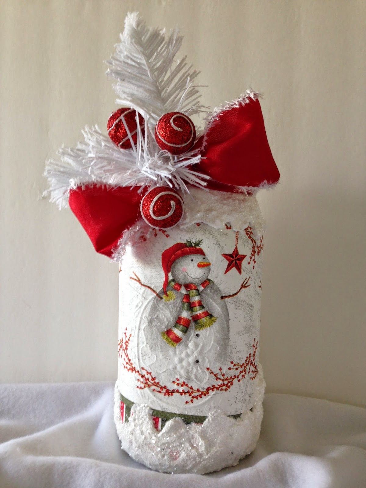 Decoupage Wine Bottle Christmas Craft - Mod Podge Rocks