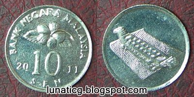 Malaysia 10 sen Bunga Raya coin-Congkak 10 sen