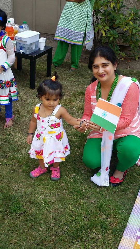 Indian Independence day in USA, Mothers and kids with Indian flags, Indian mothers and children, Summerhill Events