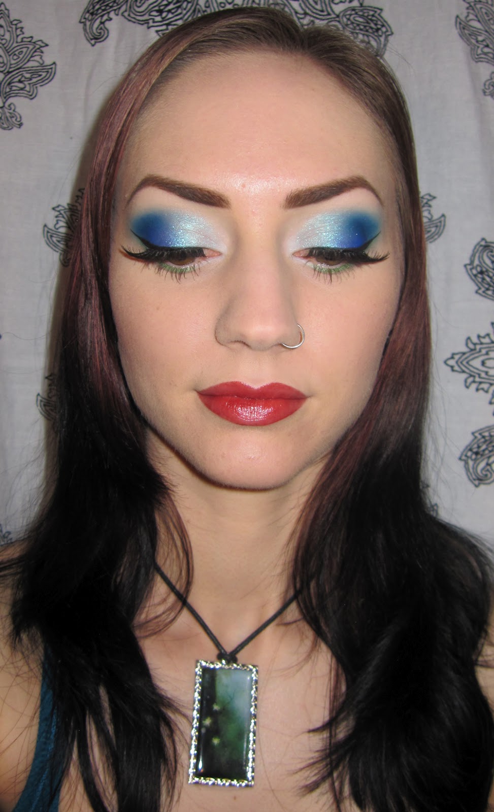 Glitter is my Crack White, Blue and Green Makeup Look with