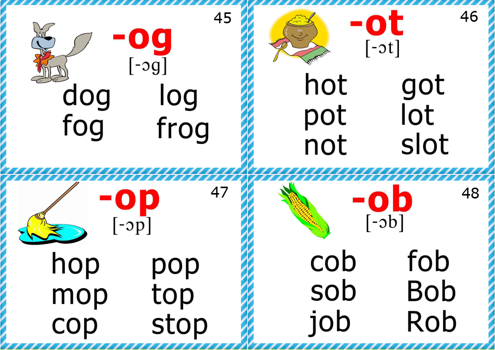 English for Kids Step by Step: Phonics Cards (Short O Sound)