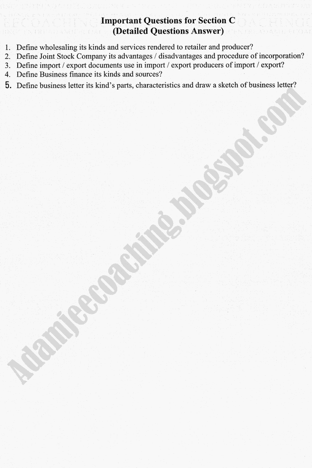 Adamjee Coaching Guess Papers 2015
