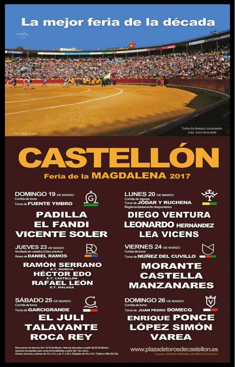 Toros en Castellón 2017