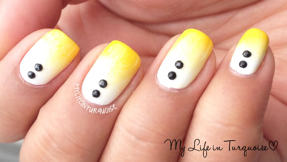 My Life in Turquoise Yellow Gradient Nail Art