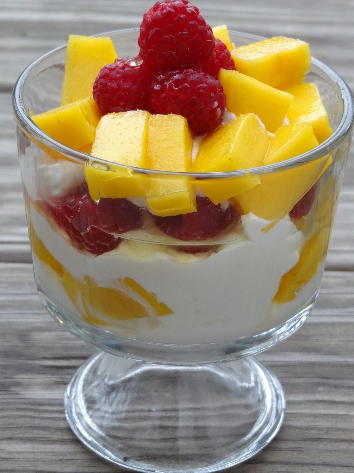 Cabot Greek mango and raspberry parfait