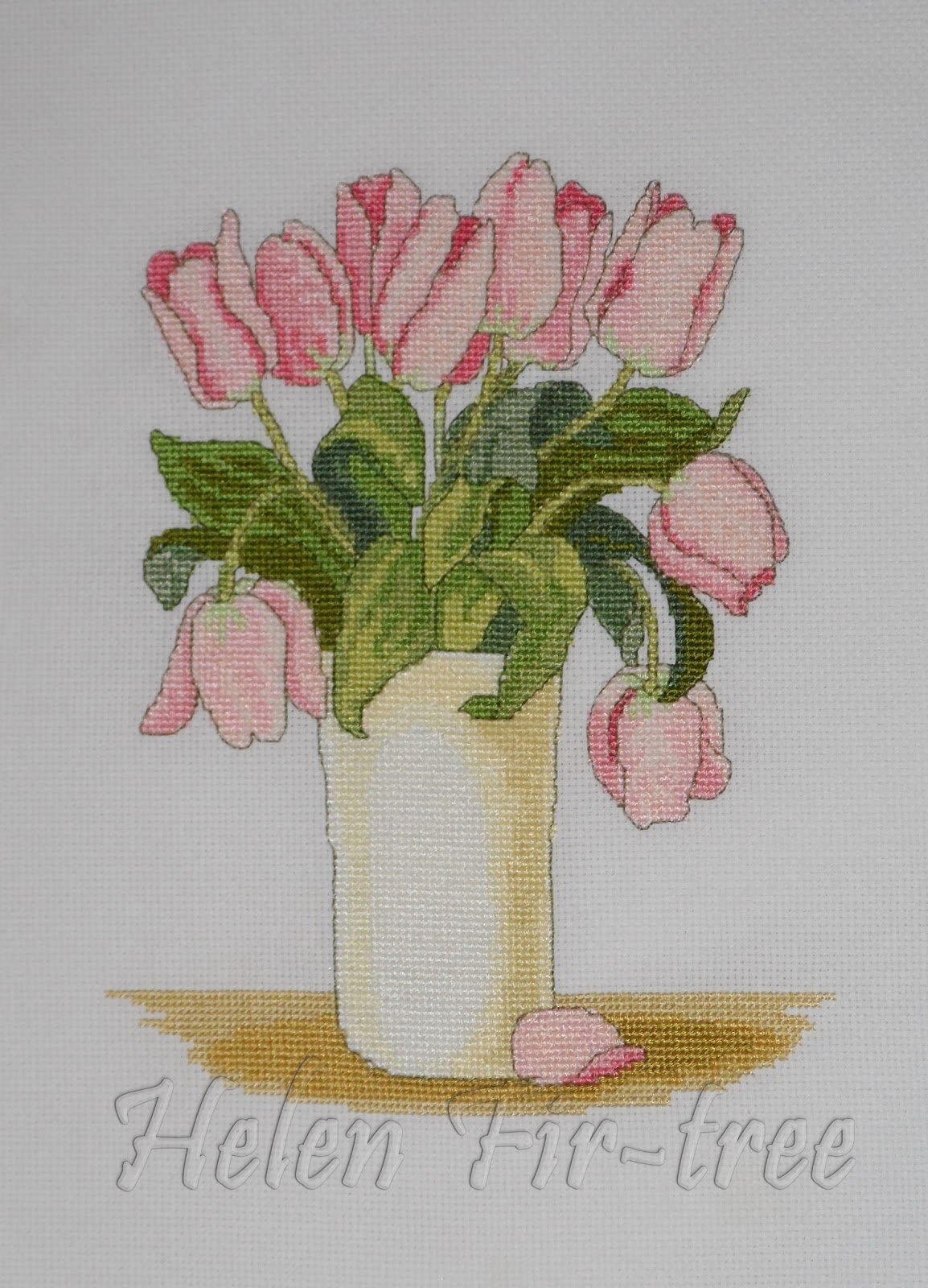 Helen Fir-tree вышивка крестом Tulips in a Vase counted cross stitch Helen Fir-tree вышивка крестом Tulips in a Vase counted cross stitch