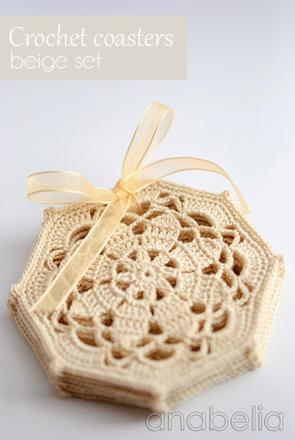 Crochet coasters beige set by Anabelia