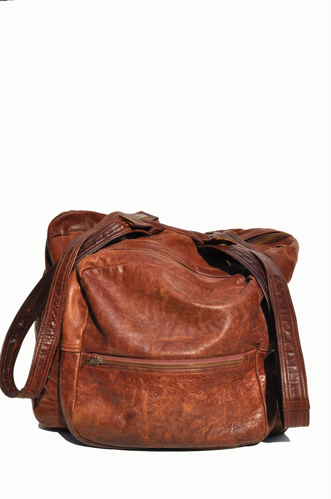 vintage black leather backpack
