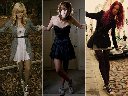 vestido meia calça e tenis