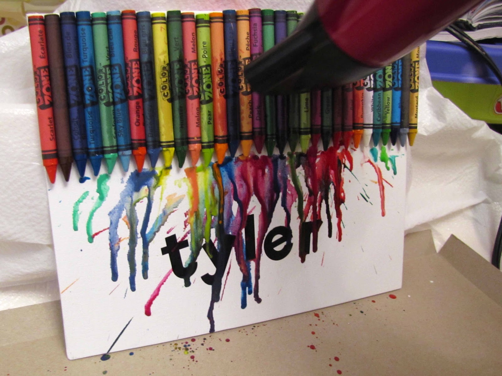 Name Resist Melted Crayon Art School Time Snippets