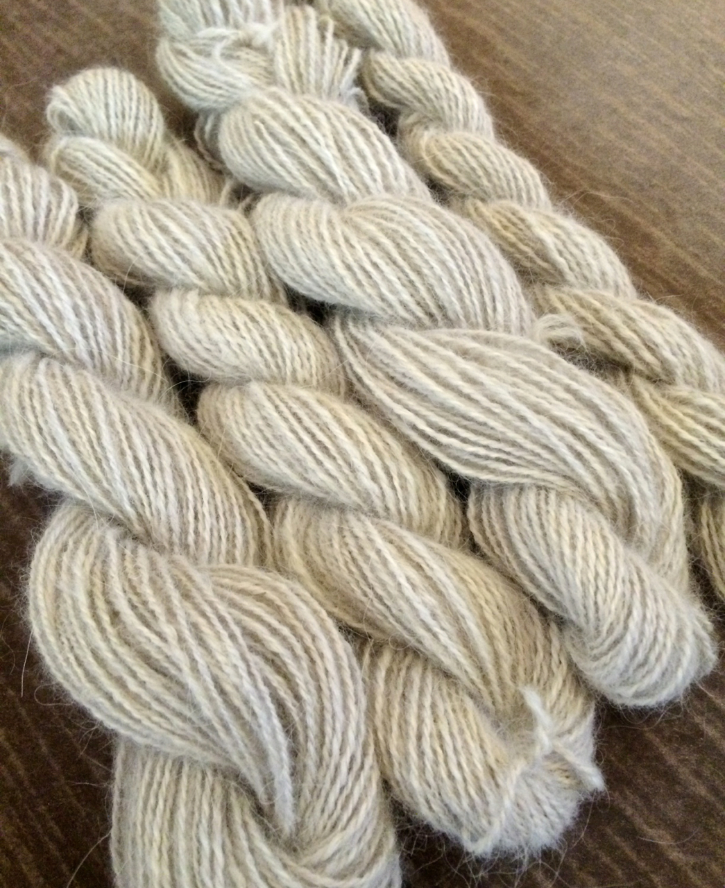 Stitchin' Bints Samoyed dog fur finished spinning