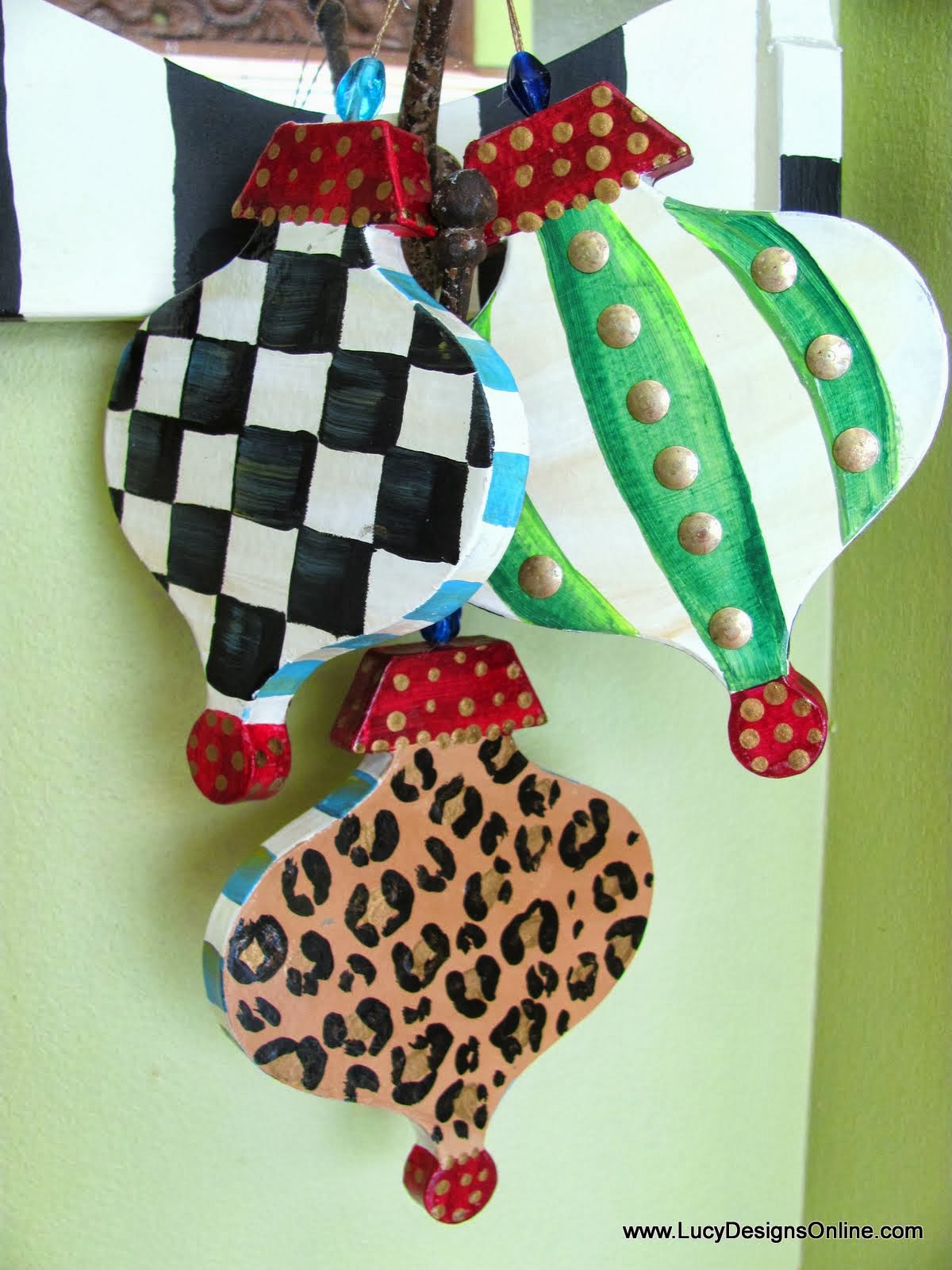 Hand Painted Christmas Ornaments Whimsical, DIY Large Paper Mache