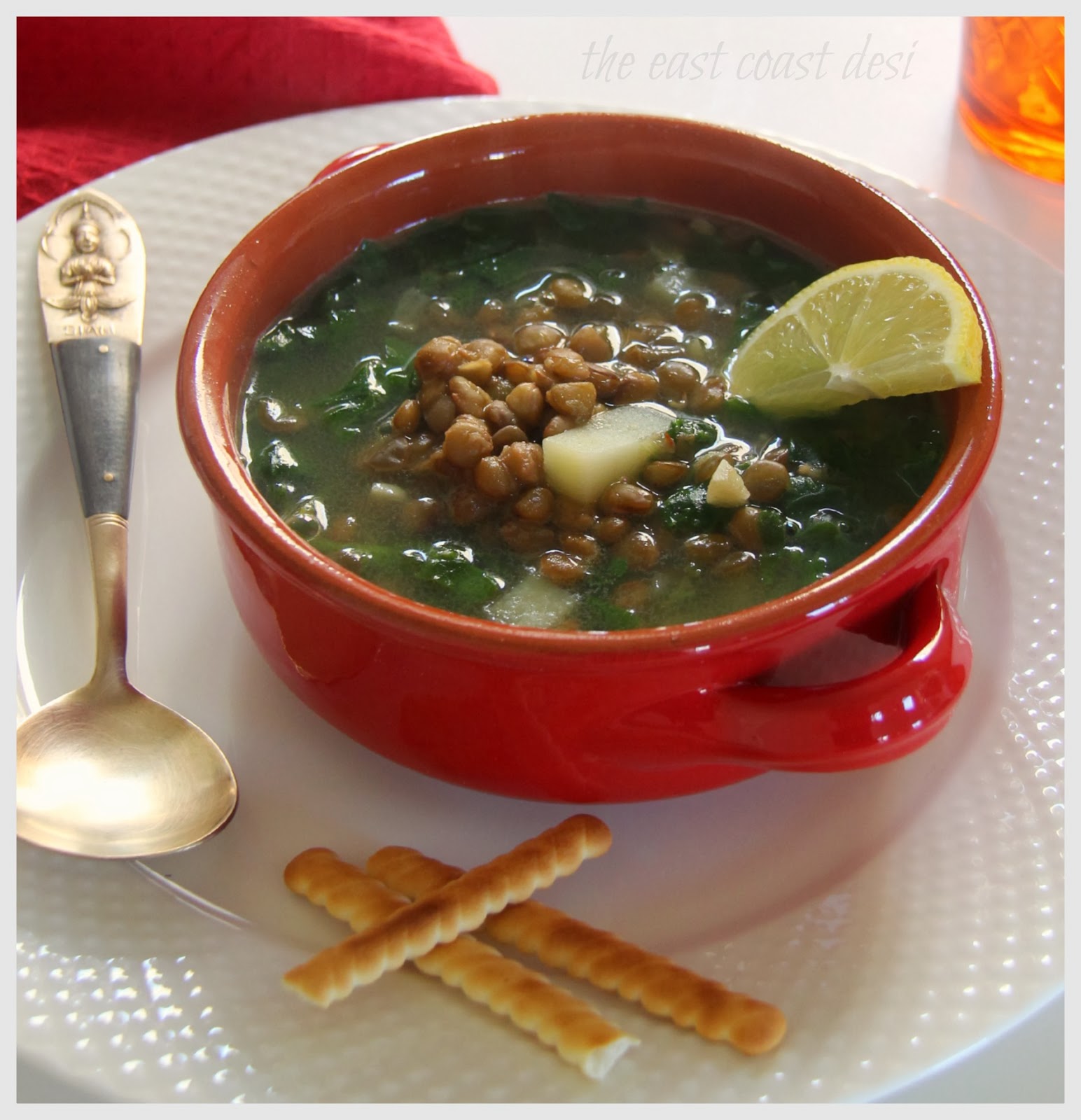 the east coast desi Lebanese Green Lentil Lemon Soup