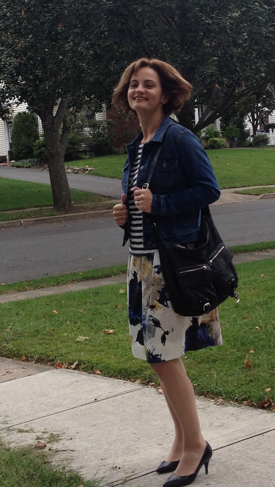 A JC Shopping Habit Pattern Mixing with J.Crew Stretch Denim Jacket