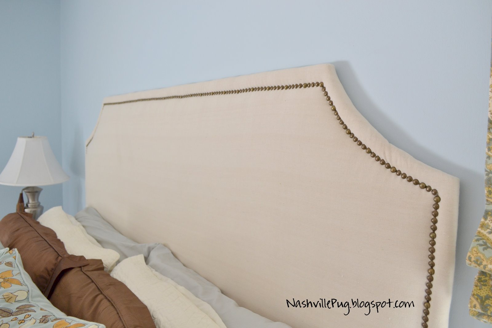 NashvillePug Drop Cloth Headboard with Nailhead Trim